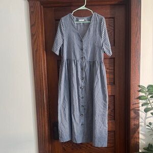 Neuflora Blue Gingham Midi Dress